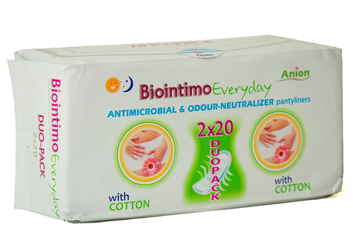 Podpaski hygieniczne - wkladki DUO pack 2x20szt Damskie podpaski hygieniczne - wkladki z paskiem anionowym BioIntimo Corporation