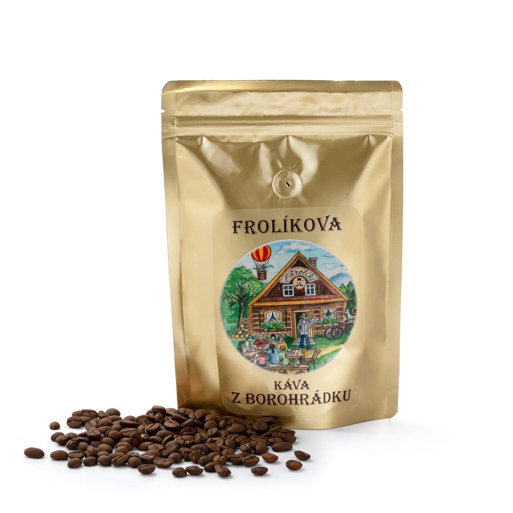 Kawa Frolík z Borohrádek 250 g W tej mieszance oraz kawie Hejtman wykorzystano najlepiej ocenianą Robustę na świecie. Proporcje: Robusta > Arabika Jan Frolík - Pražírna kávy