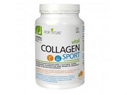 Collagen SPORT - suplement diety na bazie kolagenu, glukozaminy, chondroityny, MSM, magnezu, witamin, ziół i kwasu hialuronowego. Aromat pomarańczowy. 300g