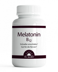 dr. Jacob's Melatonina B12 60 tabletek ułatwiających zasypianie z witaminą B12 dla wsparcia psychicznego, bez laktozy i glutenu, odpowiednia dla wegan
