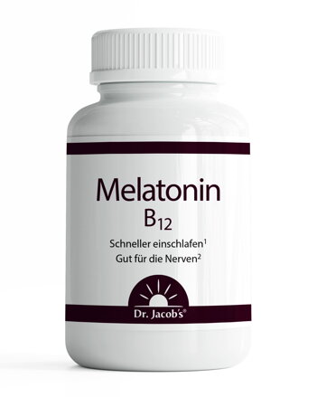 dr. Jacob's Melatonina B12 60 tabletek ułatwiających zasypianie z witaminą B12 dla wsparcia psychicznego, bez laktozy i glutenu, odpowiednia dla wegan Dr. Jacob’s