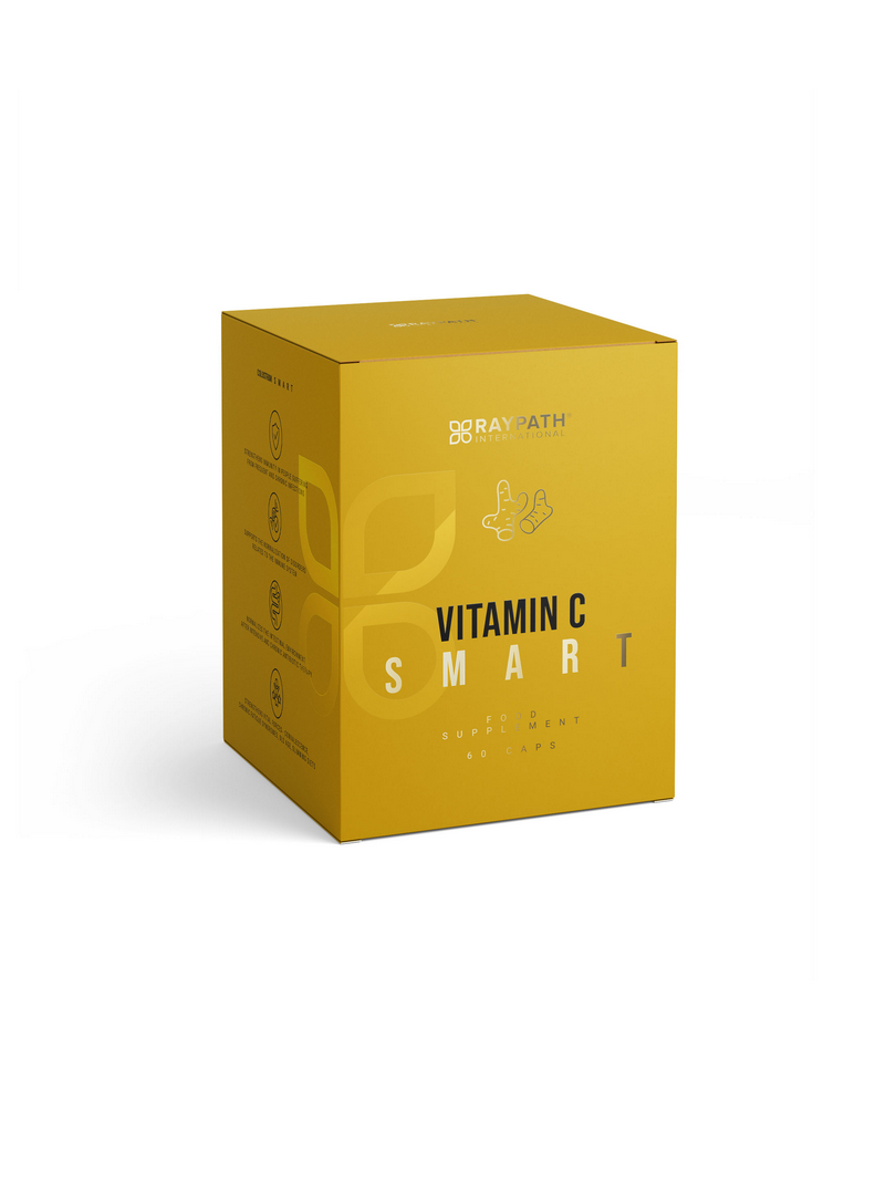 Raypath® Vitamin C Smart z ekstraktem z kurkumy i imbiru to suplement diety uzupełniający zapotrzebowanie organizmu na niezbędny do prawidłowego funkcjonowania kwas askorbinowy. 60 cps Raypath® International